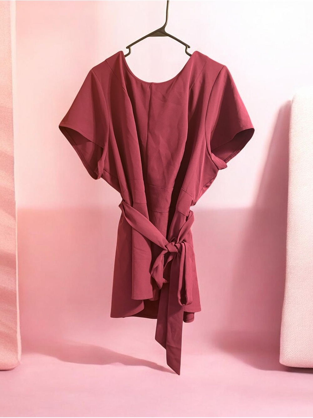 Women’s Short Sleeve Tie-Waist shirt in Dusty Rose